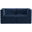  Manufacturer Color_Navy -- Quincy 63" Navy Velvet Upholstered Comfort 2 pc Modular Loveseat IMAGE 4