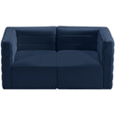  Manufacturer Color_Navy -- Quincy 63" Navy Velvet Upholstered Comfort 2 pc Modular Loveseat IMAGE 5