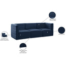  Manufacturer Color_Navy -- Quincy 95" Navy Velvet Upholstered Comfort 3 pc Modular Sofa IMAGE 15