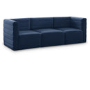  Manufacturer Color_Navy -- Quincy 95" Navy Velvet Upholstered Comfort 3 pc Modular Sofa IMAGE 1