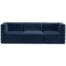  Manufacturer Color_Navy -- Quincy 95" Navy Velvet Upholstered Comfort 3 pc Modular Sofa IMAGE 4