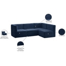  Manufacturer Color_Navy -- Quincy 95" Navy Velvet Upholstered Comfort 4 pc Modular Sectional IMAGE 15