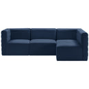  Manufacturer Color_Navy -- Quincy 95" Navy Velvet Upholstered Comfort 4 pc Modular Sectional IMAGE 4