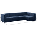  Manufacturer Color_Navy -- Quincy 126" Navy Velvet Upholstered Comfort 5 pc Modular Sectional IMAGE 14