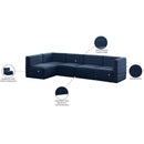  Manufacturer Color_Navy -- Quincy 126" Navy Velvet Upholstered Comfort 5 pc Modular Sectional IMAGE 15