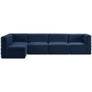  Manufacturer Color_Navy -- Quincy 126" Navy Velvet Upholstered Comfort 5 pc Modular Sectional IMAGE 4