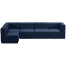  Manufacturer Color_Navy -- Quincy 126" Navy Velvet Upholstered Comfort 5 pc Modular Sectional IMAGE 5