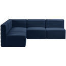  Manufacturer Color_Navy -- Quincy 94" Navy Velvet Upholstered Comfort 5 pc Modular Sectional IMAGE 4