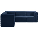  Manufacturer Color_Navy -- Quincy 95" Navy Velvet Upholstered Comfort 5 pc Modular Sectional IMAGE 4