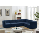  Manufacturer Color_Navy -- Quincy 126" Navy Velvet Upholstered Comfort 6 pc Modular Sectional IMAGE 2