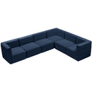  Manufacturer Color_Navy -- Quincy 126" Navy Velvet Upholstered Comfort 6 pc Modular Sectional IMAGE 6