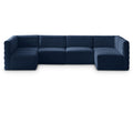  Manufacturer Color_Navy -- Quincy 126" Navy Velvet Upholstered Comfort 6 pc Modular Sectional IMAGE 1