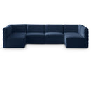  Manufacturer Color_Navy -- Quincy 126" Navy Velvet Upholstered Comfort 6 pc Modular Sectional IMAGE 1