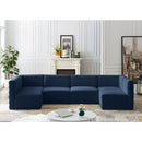  Manufacturer Color_Navy -- Quincy 126" Navy Velvet Upholstered Comfort 6 pc Modular Sectional IMAGE 2