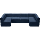  Manufacturer Color_Navy -- Quincy 126" Navy Velvet Upholstered Comfort 6 pc Modular Sectional IMAGE 4