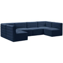  Manufacturer Color_Navy -- Quincy 126" Navy Velvet Upholstered Comfort 6 pc Modular Sectional IMAGE 5