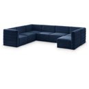  Manufacturer Color_Navy -- Quincy 126" Navy Velvet Upholstered Comfort 7 pc Modular Sectional IMAGE 1