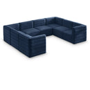  Manufacturer Color_Navy -- Quincy 126" Navy Velvet Upholstered Comfort 8 pc Modular Sectional IMAGE 1