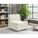  Manufacturer Color_Cream -- Tuft Cream Velvet Upholstered Modular Armless Chair IMAGE 2