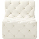  Manufacturer Color_Cream -- Tuft Cream Velvet Upholstered Modular Armless Chair IMAGE 5