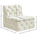  Manufacturer Color_Cream -- Tuft Cream Velvet Upholstered Modular Armless Chair IMAGE 8
