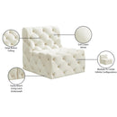  Manufacturer Color_Cream -- Tuft Cream Velvet Upholstered Modular Armless Chair IMAGE 9