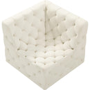  Manufacturer Color_Cream -- Tuft Cream Velvet Upholstered Modular Corner Chair IMAGE 5