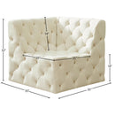  Manufacturer Color_Cream -- Tuft Cream Velvet Upholstered Modular Corner Chair IMAGE 7