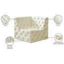  Manufacturer Color_Cream -- Tuft Cream Velvet Upholstered Modular Corner Chair IMAGE 8