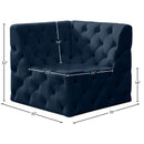 Meridian Tuft Navy Velvet Corner Chair IMAGE 7