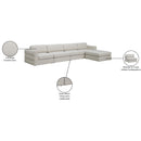 Meridian Beckham Beige Durable Linen Textured Fabric Modular Sectional IMAGE 15
