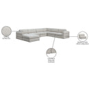 Meridian Beckham Beige Durable Linen Textured Fabric Modular Sectional IMAGE 10