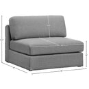 Manufacturer Color_Grey -- Beckham Grey Linen Textured Fabric Upholstered Modular Armless Chair IMAGE 7