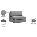  Manufacturer Color_Grey -- Beckham Grey Linen Textured Fabric Upholstered Modular Armless Chair IMAGE 8