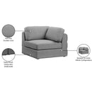  Manufacturer Color_Grey -- Beckham Grey Linen Textured Fabric Upholstered Modular Corner Chair IMAGE 8