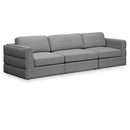  Manufacturer Color_Grey -- Beckham 114" Grey Linen Textured Fabric Upholstered 3 pc Modular Sofa IMAGE 1