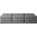  Manufacturer Color_Grey -- Beckham 114" Grey Linen Textured Fabric Upholstered 3 pc Modular Sofa IMAGE 3