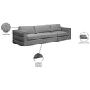  Manufacturer Color_Grey -- Beckham 114" Grey Linen Textured Fabric Upholstered 3 pc Modular Sofa IMAGE 9