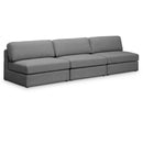  Manufacturer Color_Grey -- Beckham 114" Grey Linen Textured Fabric Upholstered 3 pc Armless Modular Sofa IMAGE 1
