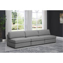  Manufacturer Color_Grey -- Beckham 114" Grey Linen Textured Fabric Upholstered 3 pc Armless Modular Sofa IMAGE 2