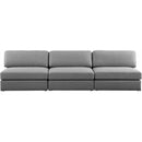  Manufacturer Color_Grey -- Beckham 114" Grey Linen Textured Fabric Upholstered 3 pc Armless Modular Sofa IMAGE 5