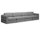  Manufacturer Color_Grey -- Beckham 152" Grey Linen Textured Fabric Upholstered 4 pc Modular Sofa IMAGE 1