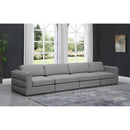  Manufacturer Color_Grey -- Beckham 152" Grey Linen Textured Fabric Upholstered 4 pc Modular Sofa IMAGE 2