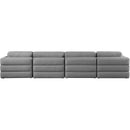  Manufacturer Color_Grey -- Beckham 152" Grey Linen Textured Fabric Upholstered 4 pc Modular Sofa IMAGE 3