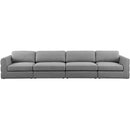  Manufacturer Color_Grey -- Beckham 152" Grey Linen Textured Fabric Upholstered 4 pc Modular Sofa IMAGE 5