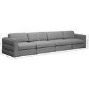  Manufacturer Color_Grey -- Beckham 152" Grey Linen Textured Fabric Upholstered 4 pc Modular Sofa IMAGE 7