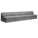  Manufacturer Color_Grey -- Beckham 152" Grey Linen Textured Fabric Upholstered 4 pc Armless Modular Sofa IMAGE 1