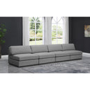  Manufacturer Color_Grey -- Beckham 152" Grey Linen Textured Fabric Upholstered 4 pc Armless Modular Sofa IMAGE 2