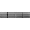  Manufacturer Color_Grey -- Beckham 152" Grey Linen Textured Fabric Upholstered 4 pc Armless Modular Sofa IMAGE 3