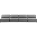  Manufacturer Color_Grey -- Beckham 152" Grey Linen Textured Fabric Upholstered 4 pc Armless Modular Sofa IMAGE 5